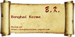 Bonyhai Kozma névjegykártya